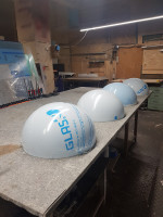 Полусфера из молочного оргстекла(акрила) д200мм (фланец 2-5см)